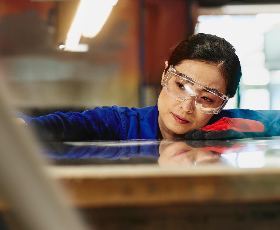 A woman working